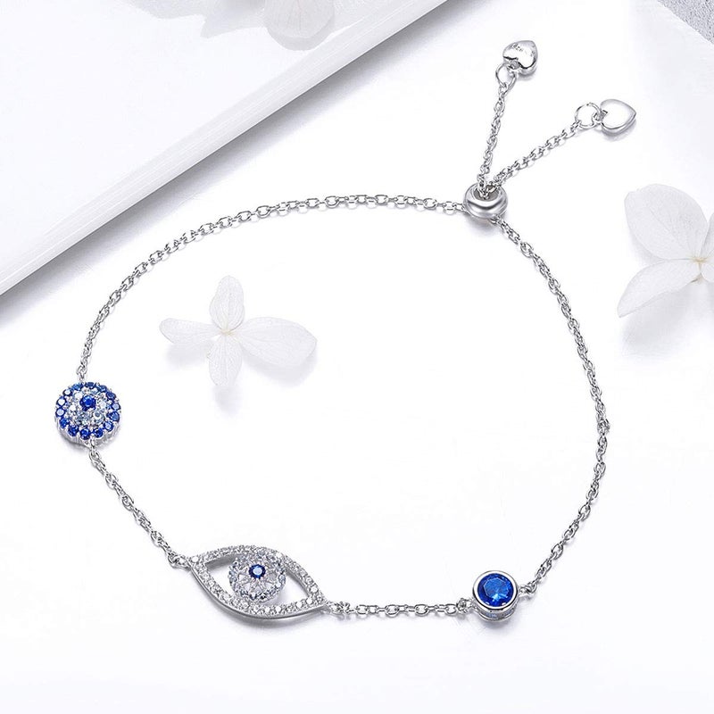 WOSTU 925 Sterling Silver Evil Eye Bracelet Women's Fashion Boho Mexican luck Bracelets Gifts for Her - Image 4